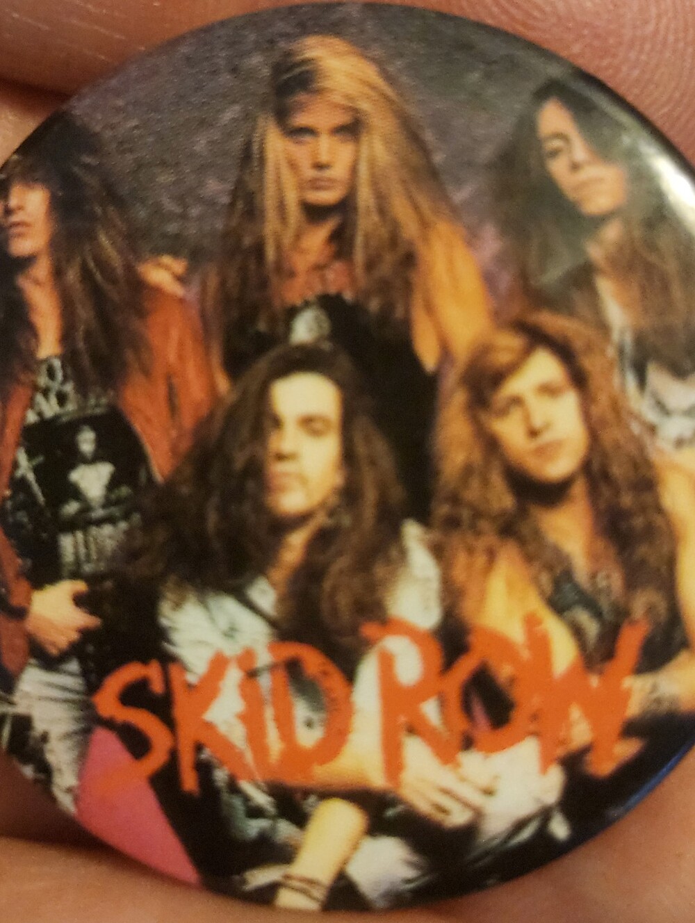 Skid Row Retro Logo Button Pin - Vintage 1989